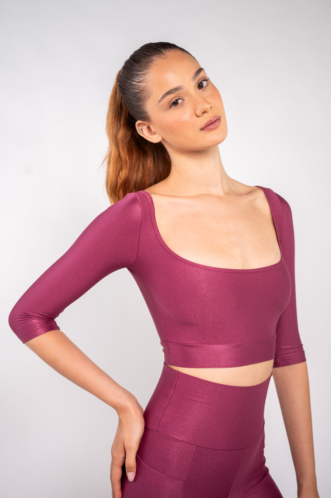 TOP MANGA 3/4 ROSA VIENA