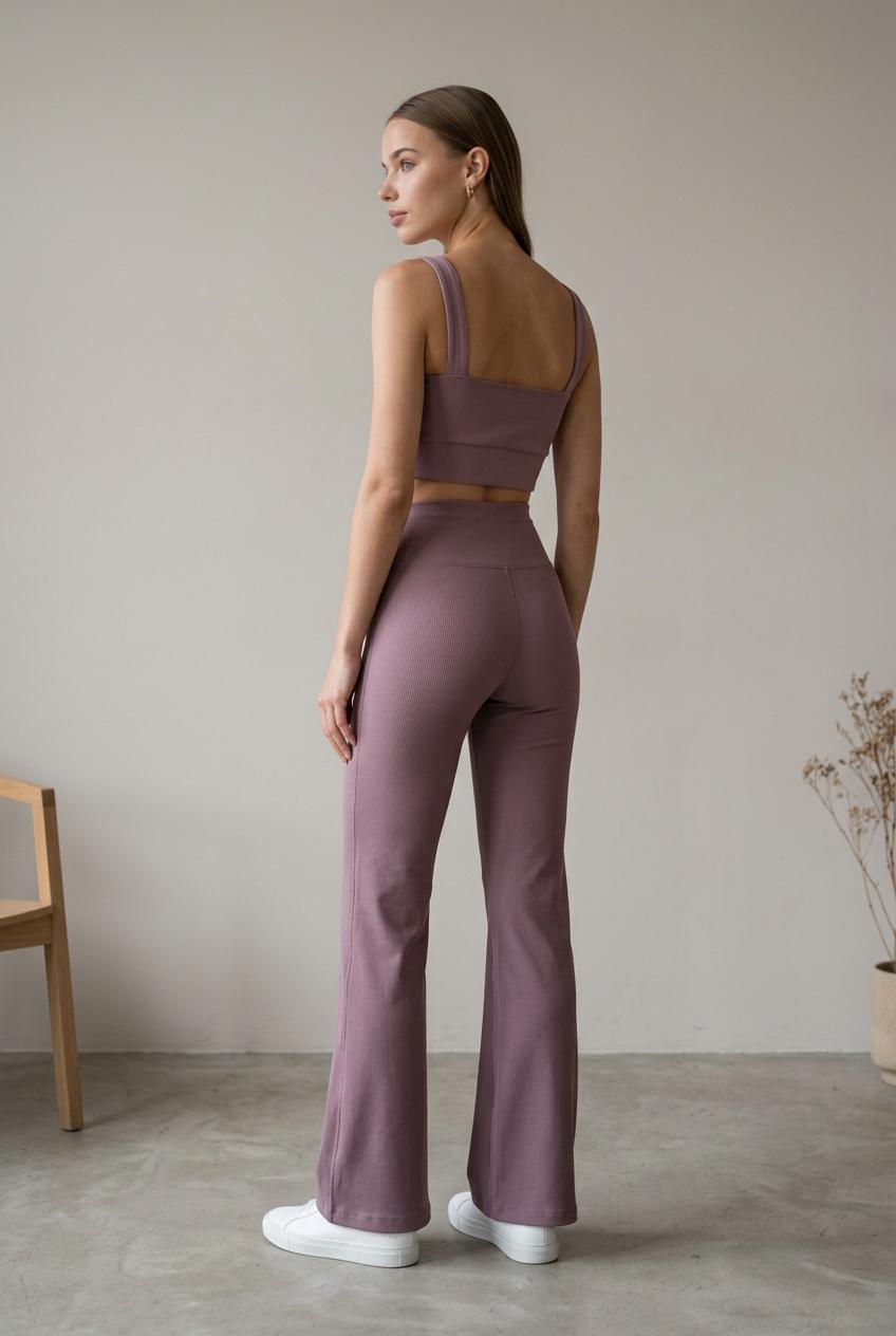 CALÇA FLARE ROSA MALVA