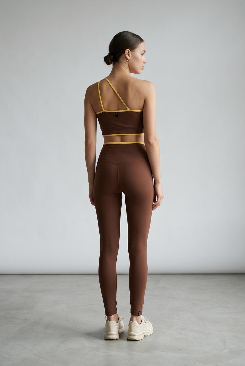 CALÇA VIVO CÓS MARROM/ AMARELO