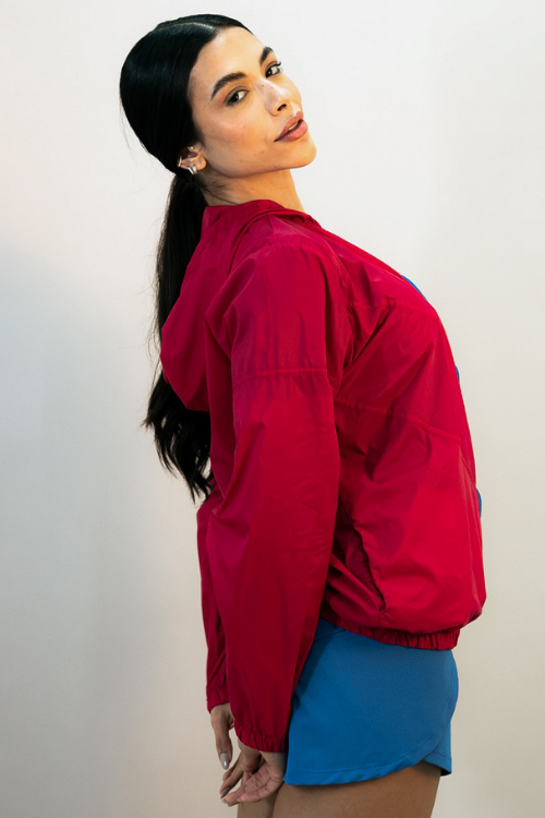 CASACO WINDBREAK RECORTES FEMININO VERMELHO