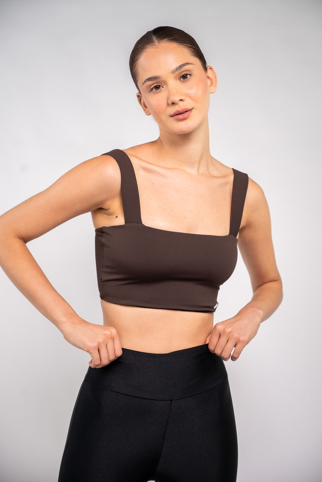 TOP DEC RETO ALÇA LARGA MARROM COFFEE