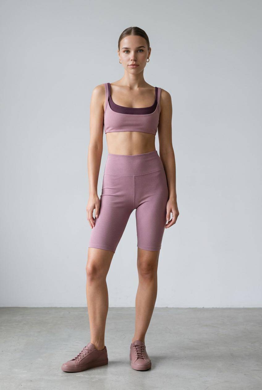 TOP RIB BICOLOR MARROM/ ROSA