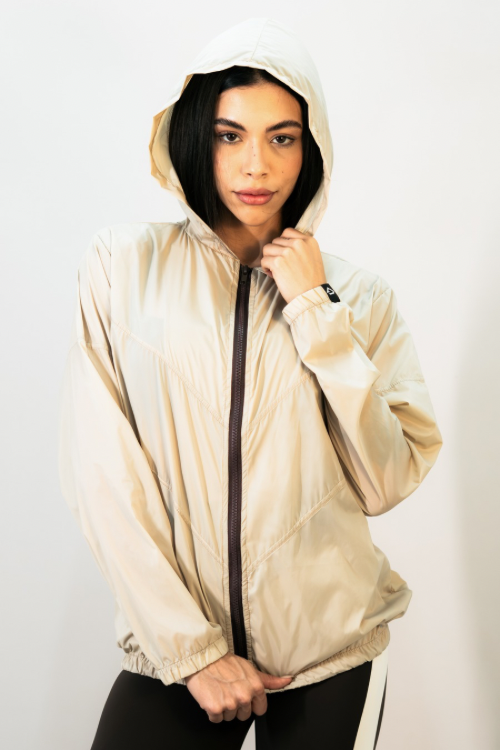 CASACO WINDBREAK RECORTES FEMININO BEGE