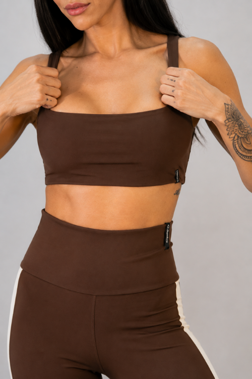 TOP DECOTE QUADRADO FAIXA BICOLOR COSTAS COFFEE