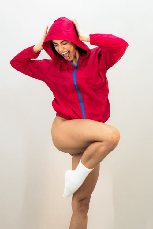 CASACO WINDBREAK RECORTES FEMININO VERMELHO