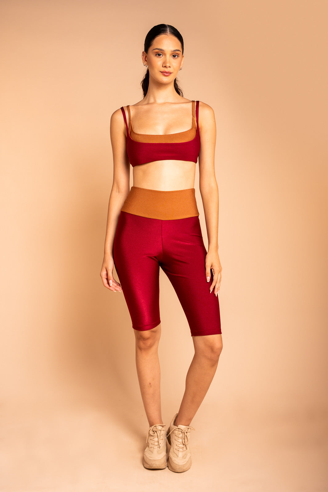 TOP RIB BICOLOR VINHO/ CONHAQUE