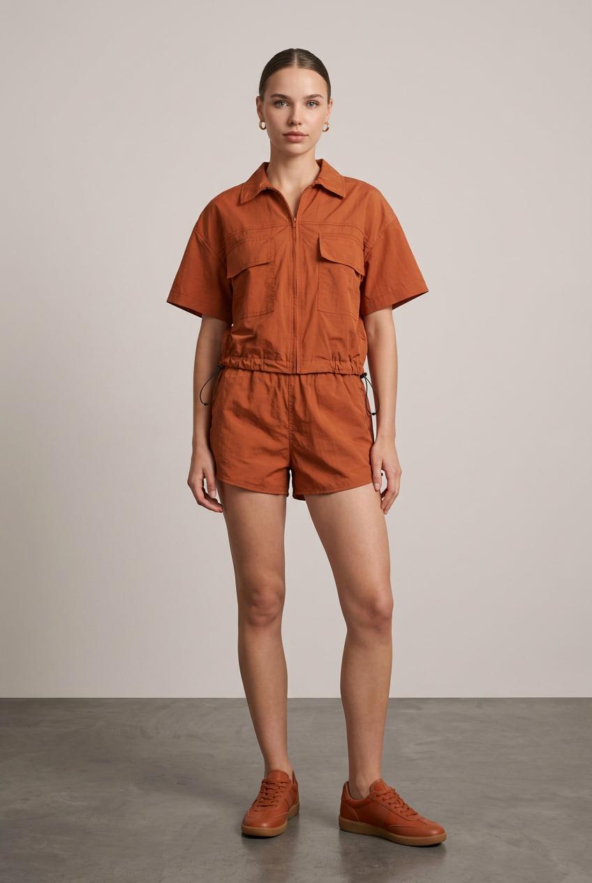 JAQUETA MG CURTA ZIPER FRENTE CONHAQUE